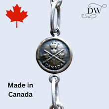 Load image into Gallery viewer, Vintage Canadian Maple Leaf Trio Button Silver Bracelet
