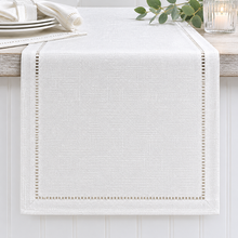 Load image into Gallery viewer, Off-White Shimmer Table Runner with Metallic Thread Detail1