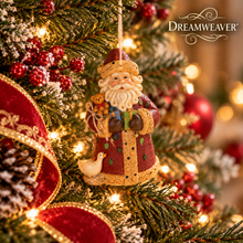 Load image into Gallery viewer, Old World Santa Christmas Ornament with Teddy Bear & Goose – 4.5" DW
