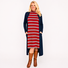 Load image into Gallery viewer, Organic Cotton Stripe Dress | Red Navy & White2