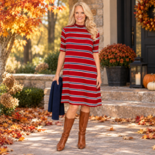 Charger l'image dans la galerie, Organic Cotton Stripe Dress | Red Navy & White DW