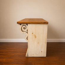Load image into Gallery viewer, Reclaimed Farmhouse Store Counter | Antique Pine Top & Tin Front - side 2