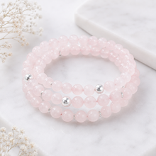 Load image into Gallery viewer, Rose Quartz & Sterling Silver Gemstone Bracelet | Dream Weaver Canada