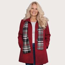 Charger l'image dans la galerie, Ruby Pea Coat with Plaid Scarf