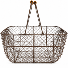 Charger l'image dans la galerie, Rustic Farmhouse Wire Basket with Wooden Handles up