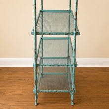 Charger l'image dans la galerie, Rustic Industrial Metal Ladder Shelf – Vintage Teal Patina | 5 Mesh Shelves - shelves