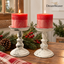 Load image into Gallery viewer, Rustic Red Pillar Candle | 4" x 4" Unscented Decorative Candle DW 3