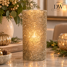 Load image into Gallery viewer, Silver Beaded Glass Hurricane Candle Holder & Vase | 10" | Dream Weaver 2