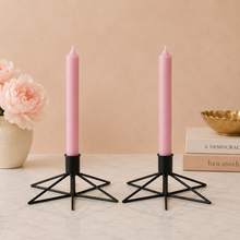 Load image into Gallery viewer, Starlight Taper Candle Holder | Black Metal & Glass pair