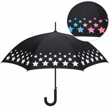 Load image into Gallery viewer, Colour-Changing Star Umbrella | Black with Rainbow Stars