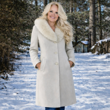 Charger l'image dans la galerie, Stone Twill Dress Coat with Removable Faux Fur Collar