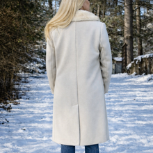 Charger l'image dans la galerie, Stone Twill Dress Coat with Removable Faux Fur Collar3
