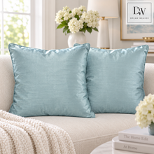 Load image into Gallery viewer, Tiffany Blue Silky Throw Pillows – Set of 2 | 16" x 16" DW