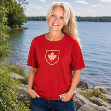 Load image into Gallery viewer, Unisex Canada Shield T-Shirt | Red | Made in Canada | Red Canoe