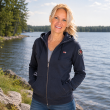 Load image into Gallery viewer, Unisex Navy Full Zip Hoodie | French Terry | Red Canoe