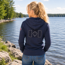 Load image into Gallery viewer, Unisex Navy Full Zip Hoodie | French Terry | Red Canoe DW back