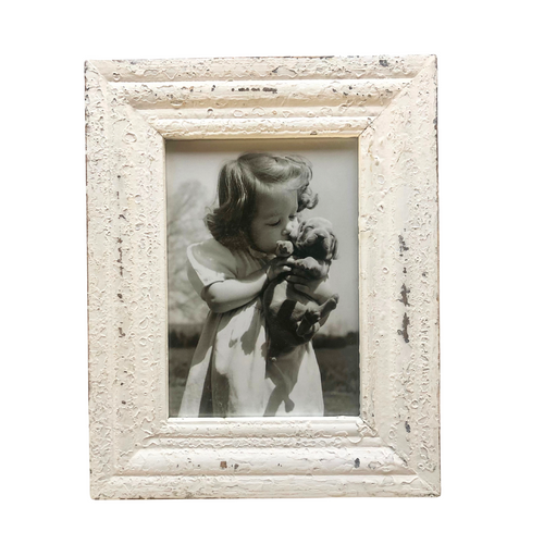 Picture Frame 5x7 Distressed Antique White Wood Frame