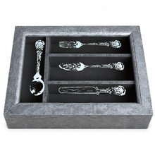 Load image into Gallery viewer, Vintage-Style Wooden Cutlery Storage Box with Glass Lid - DW