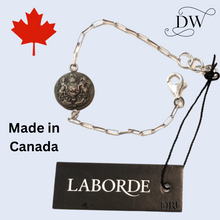 Load image into Gallery viewer, Vintage Canadian Coat of Arms Button Silver Bracelet