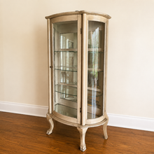 Charger l'image dans la galerie, Vintage Curved Glass Curio Cabinet with Lion's Paw Feet side 2