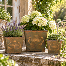 Load image into Gallery viewer, Vintage French Country Dragonfly Ceramic Planters | Set of 3 LST