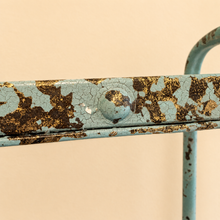 Charger l'image dans la galerie, Vintage Industrial Metal Ladder Shelf | Rustic Teal Patina | 5-Tier Mesh Display Shelf3