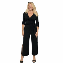 Load image into Gallery viewer, Wide Leg Black Pant with Slit | Yoga Jeans 5