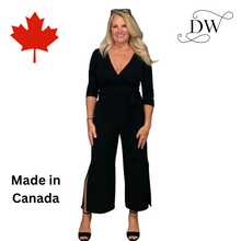 Load image into Gallery viewer, Wide Leg Black Pant with Slit | Yoga Jeans