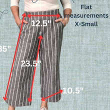 Load image into Gallery viewer, Wide Leg Pants | Grey/Cream Stripe Linen 3
