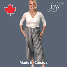 Load image into Gallery viewer, Wide Leg Pants | Grey/Cream Stripe Linen