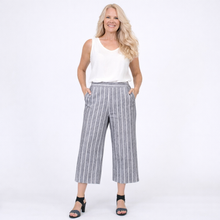 Load image into Gallery viewer, Wide Leg Pants | Grey/Cream Stripe Linen 2