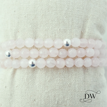 Load image into Gallery viewer, Rose Quartz Gemstone and Sterling Silver Bracelet