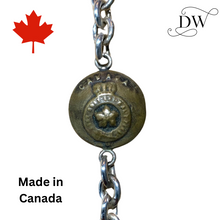 Load image into Gallery viewer, Maple Leaf Crown Button Silver Bracelet | Dream Weaver Canada