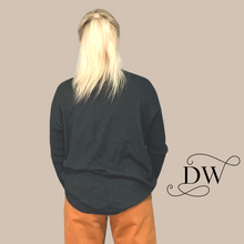 Load image into Gallery viewer, Charcoal Crew Neck Organic Cotton &amp; Cashmere Sweater
