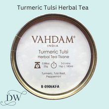 Load image into Gallery viewer, Turmeric Tulsi Herbal Tea Tin Caddy | Vahdam Teas
