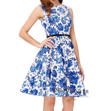 Load image into Gallery viewer, Blue & White Floral Dress
