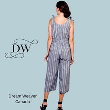 Load image into Gallery viewer, Linen Jumpsuit | Grey/Cream Stripe