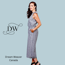 Load image into Gallery viewer, Linen Jumpsuit | Grey/Cream Stripe
