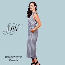 Load image into Gallery viewer, Linen Jumpsuit | Grey/Cream Stripe