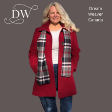 Load image into Gallery viewer, Ruby Pea Coat with Plaid Scarf