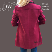 Load image into Gallery viewer, Ruby Pea Coat with Plaid Scarf