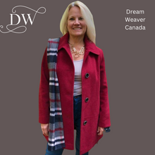 Load image into Gallery viewer, Ruby Pea Coat with Plaid Scarf