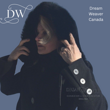 Charger l'image dans la galerie, Black Dress Coat with Faux Fur Hood and Scarf