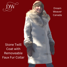 Charger l'image dans la galerie, Stone Twill Dress Coat with Removable Faux Fur Collar