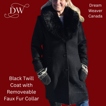 Load image into Gallery viewer, Black Dress Coat with Detachable Faux Fur Collar