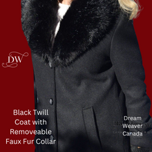 Load image into Gallery viewer, Black Dress Coat with Detachable Faux Fur Collar