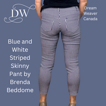 Load image into Gallery viewer, Blue and White Striped Skinny Pant