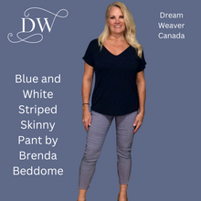 Load image into Gallery viewer, Blue and White Striped Skinny Pant