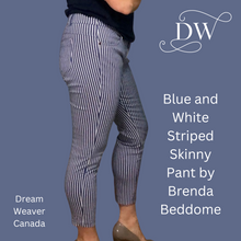 Load image into Gallery viewer, Blue and White Striped Skinny Pant
