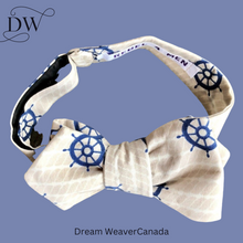 Load image into Gallery viewer, Ship Wheel Bow Tie | Beige Cotton